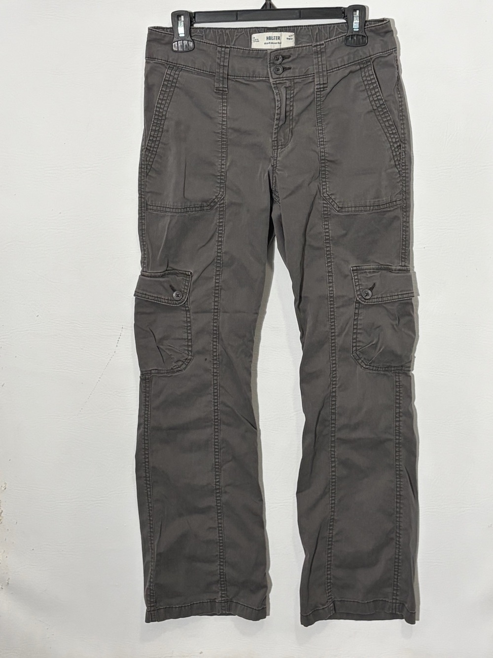 Hollister Mid Rise Gray Straight-Leg Cargo Jeans 27